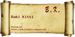 Baki Kitti névjegykártya
